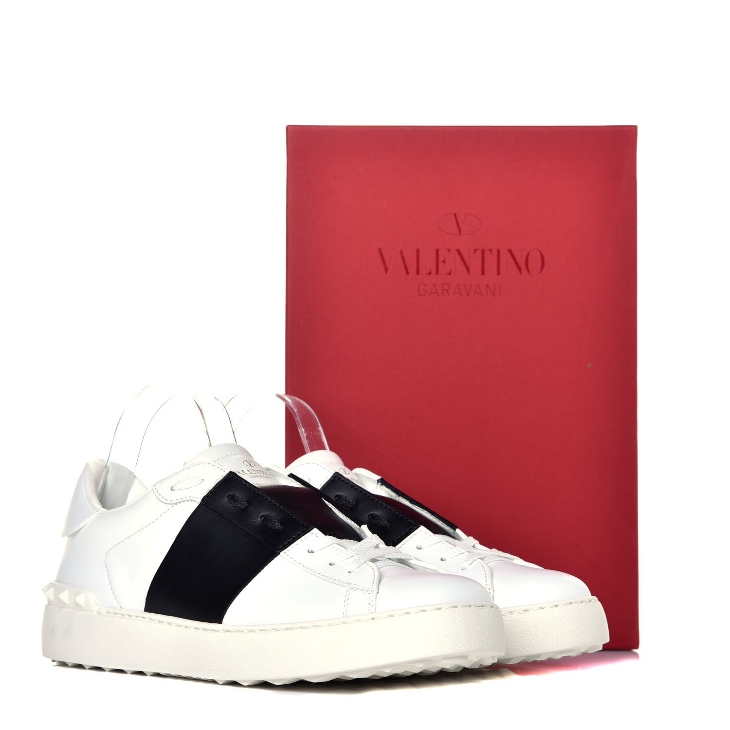 Valentino Garavani Calfskin Womens Rockstud Open Sneakers 41 White Black 10 of 10