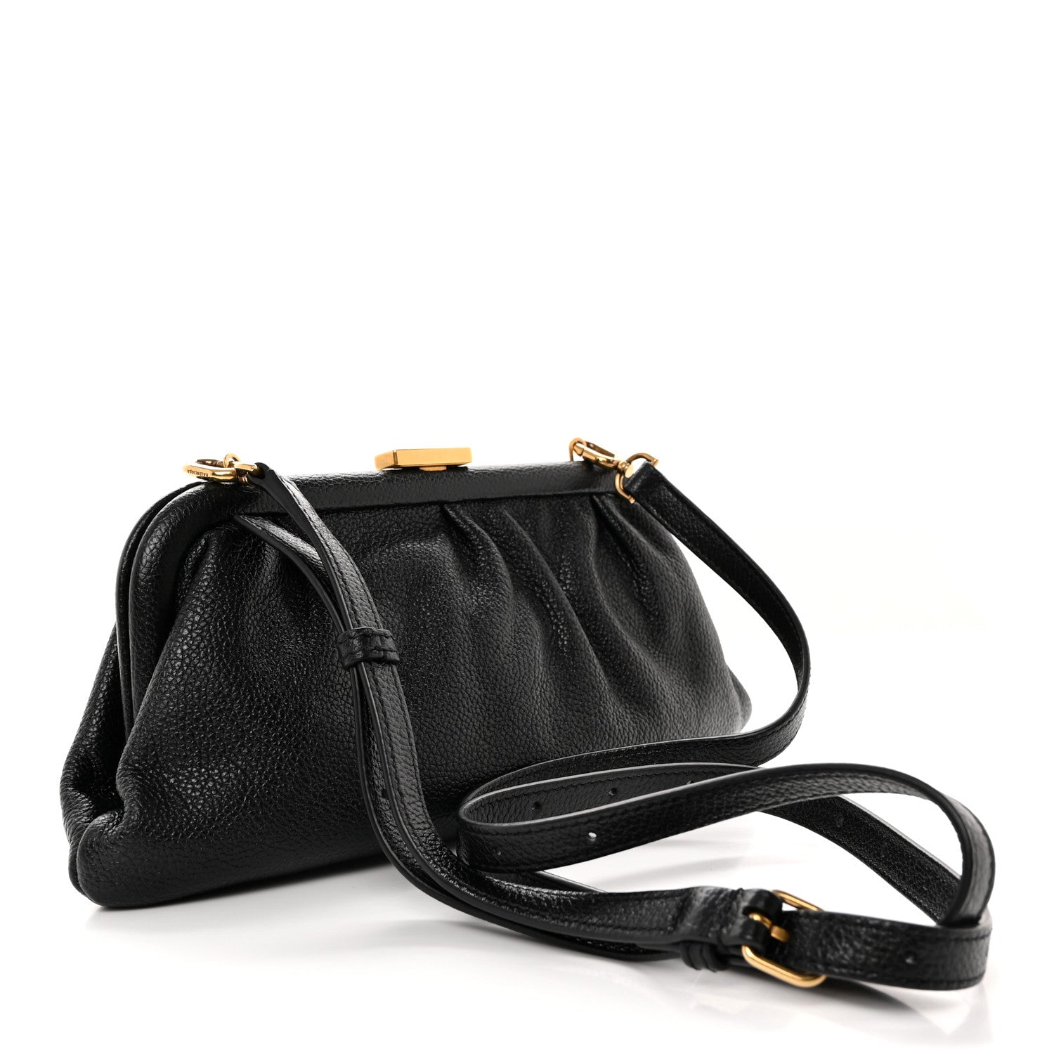 Balenciaga Grained Calfskin Logo Cloud Clutch XS Black 2 of 12