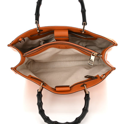 Gucci Cellarius Calfskin Medium Bamboo Shopper Tote Orange 5 of 12