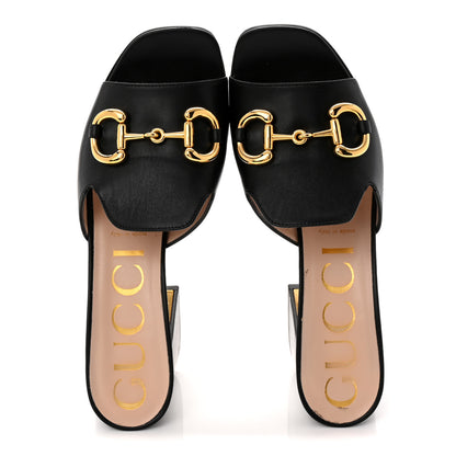 Gucci Nappa Horsebit 75mm Slide Sandals 39.5 Black 2 of 12