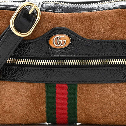 Gucci Suede Patent Web Mini Ophidia Shoulder Bag Nocciola Black 8 of 10