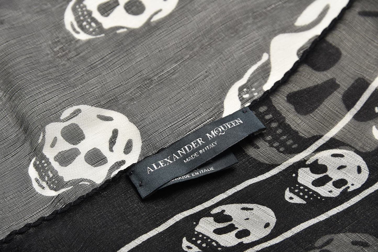 Silk Chiffon Skull Scarf Black Ivory