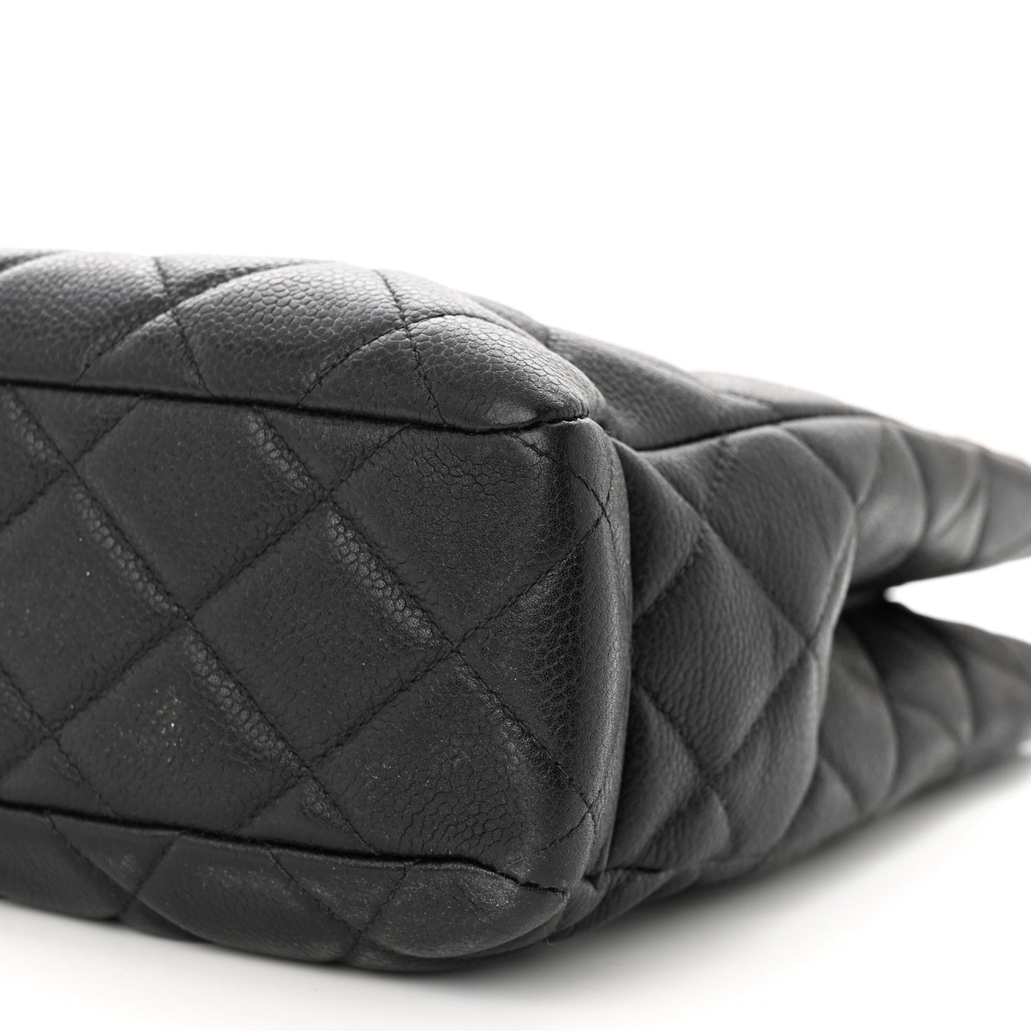 Caviar Quilted Shopping Tote Black