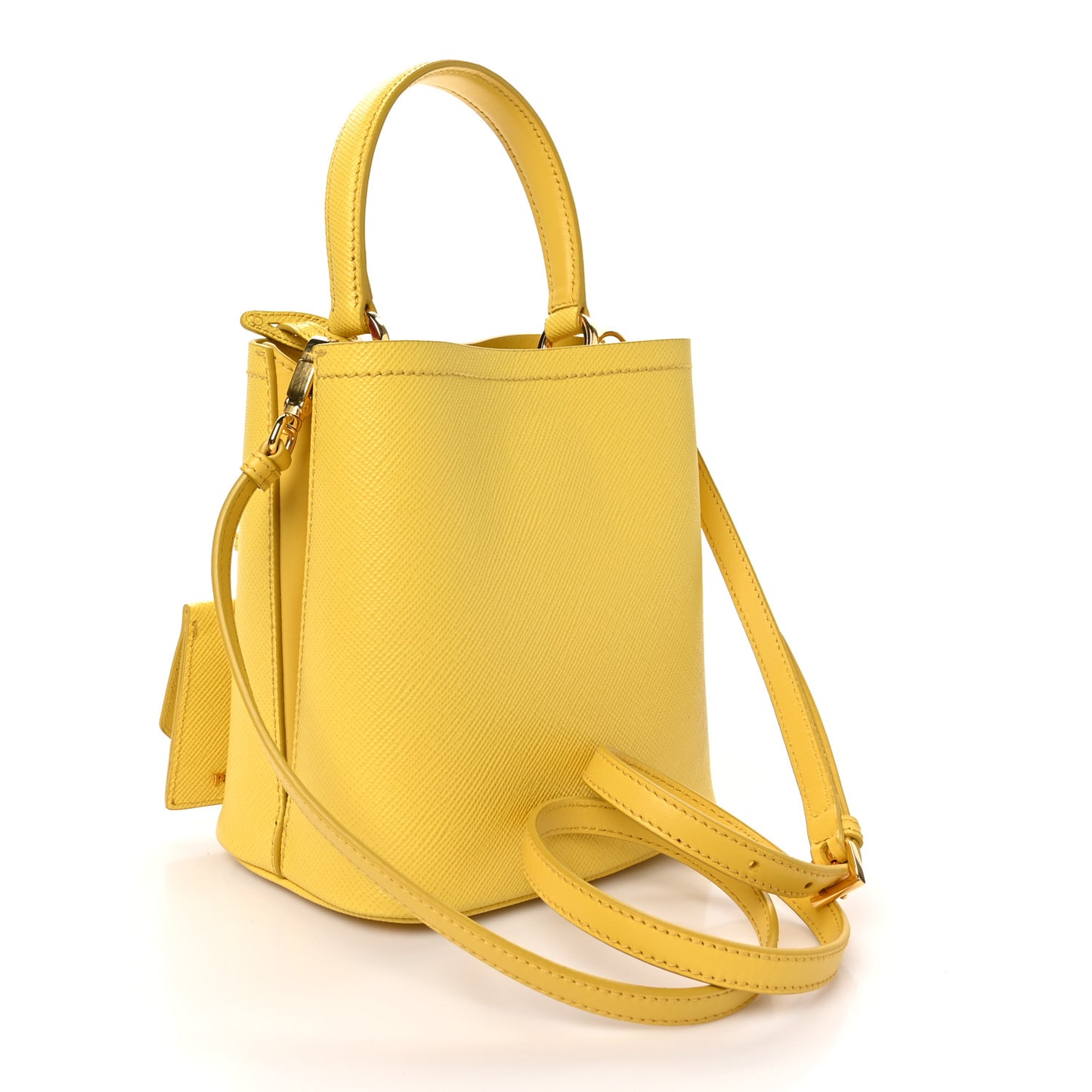 Saffiano Cuir Calfskin Small Panier Bucket Bag Soleil