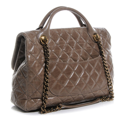 Chanel Glazed Calfskin Castle Rock Large Flap Dark Beige 3 of 8