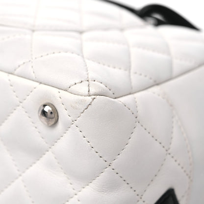 Chanel Calfskin Quilted Large Cambon Bowler White Black 11 of 18