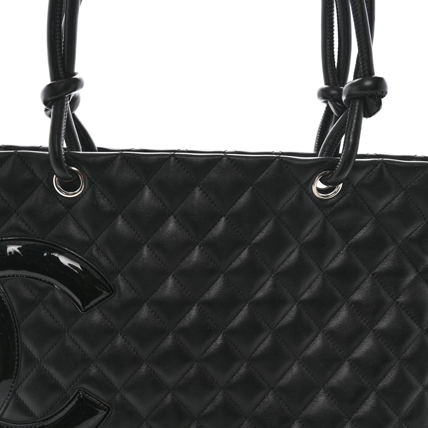 Calfskin Quilted Large Cambon Tote Black