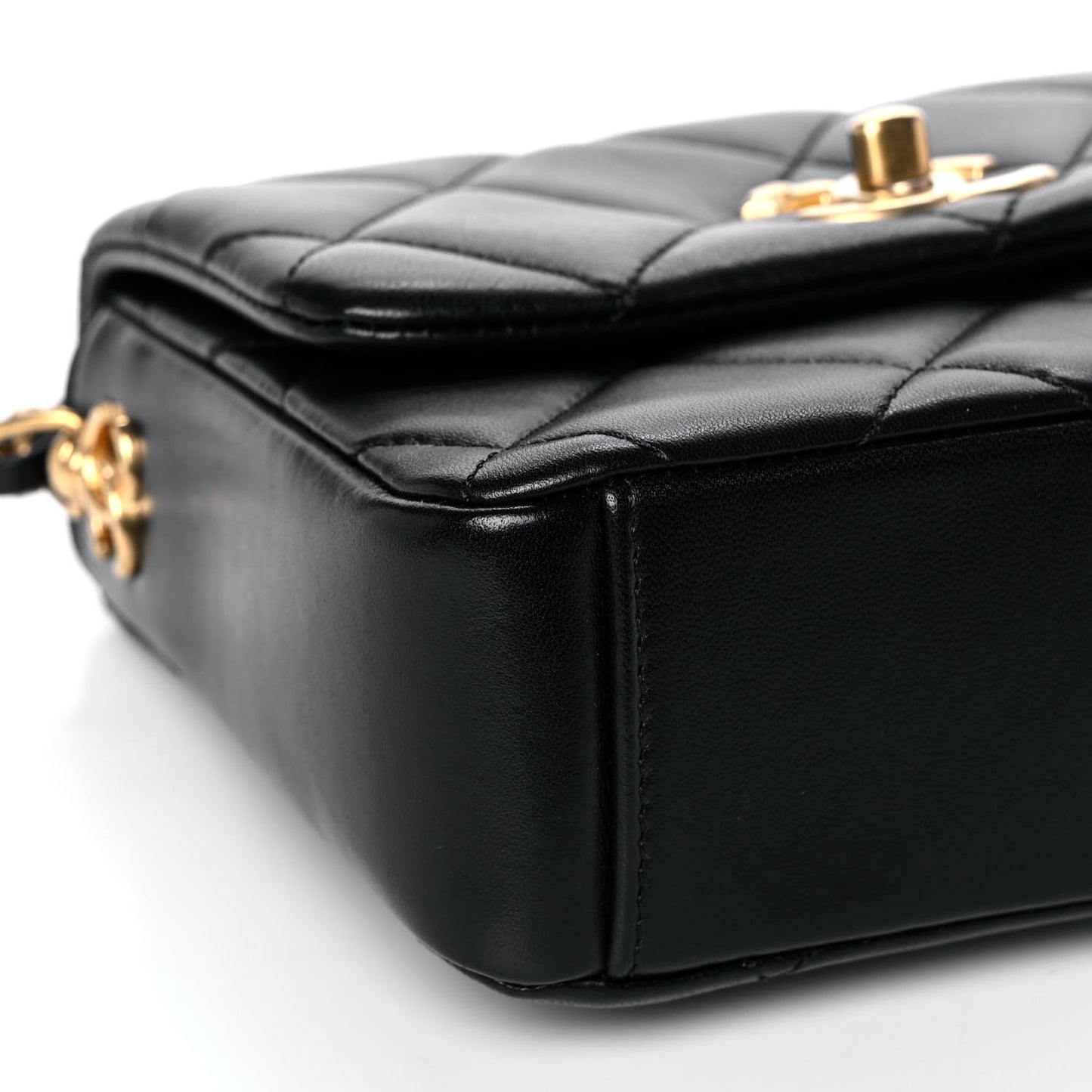 Lambskin Quilted Mini Side Note Flap Black