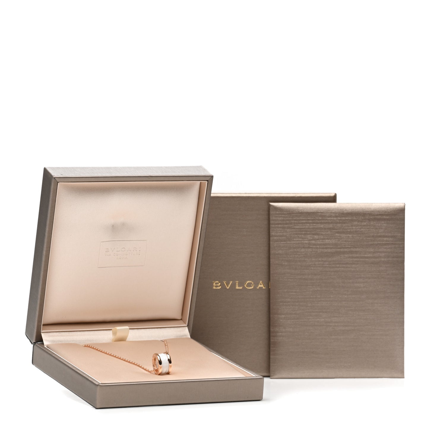 18K Rose Gold White Ceramic B.Zero1 Pendant Necklace