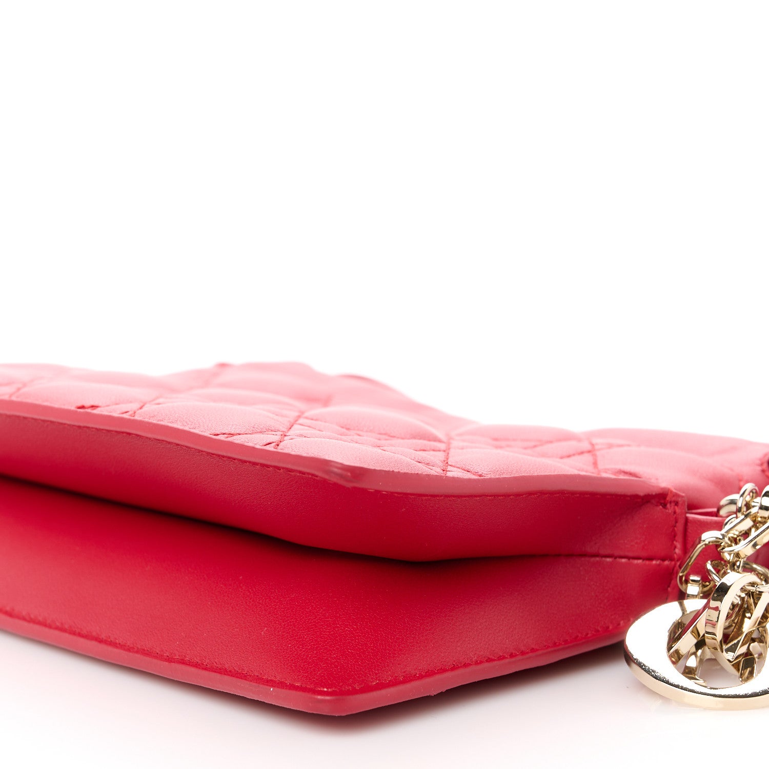 Christian Dior Lambskin Cannage Milly Mini Drawstring Bag Red 10 of 10