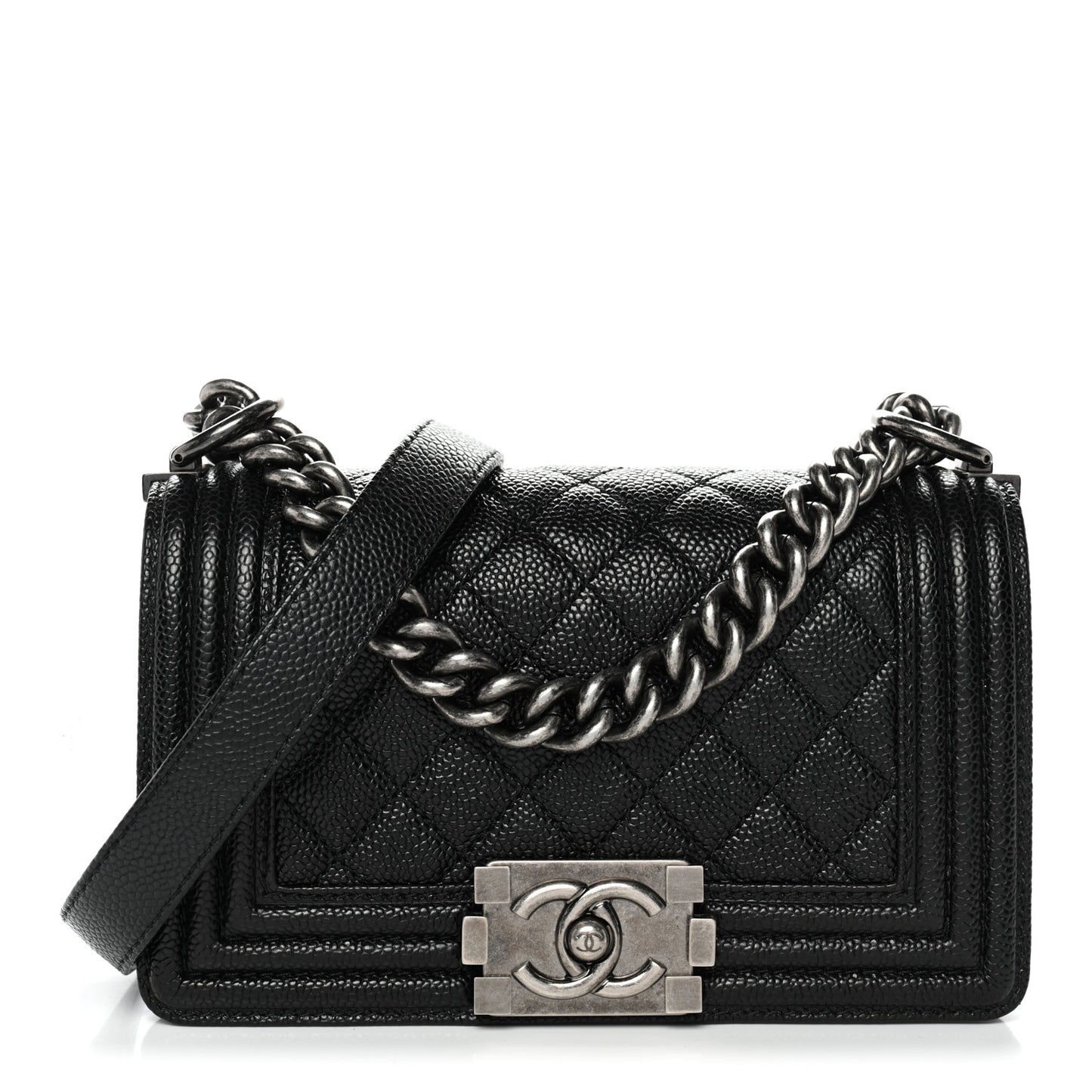 Caviar Quilted Small Boy Flap Black