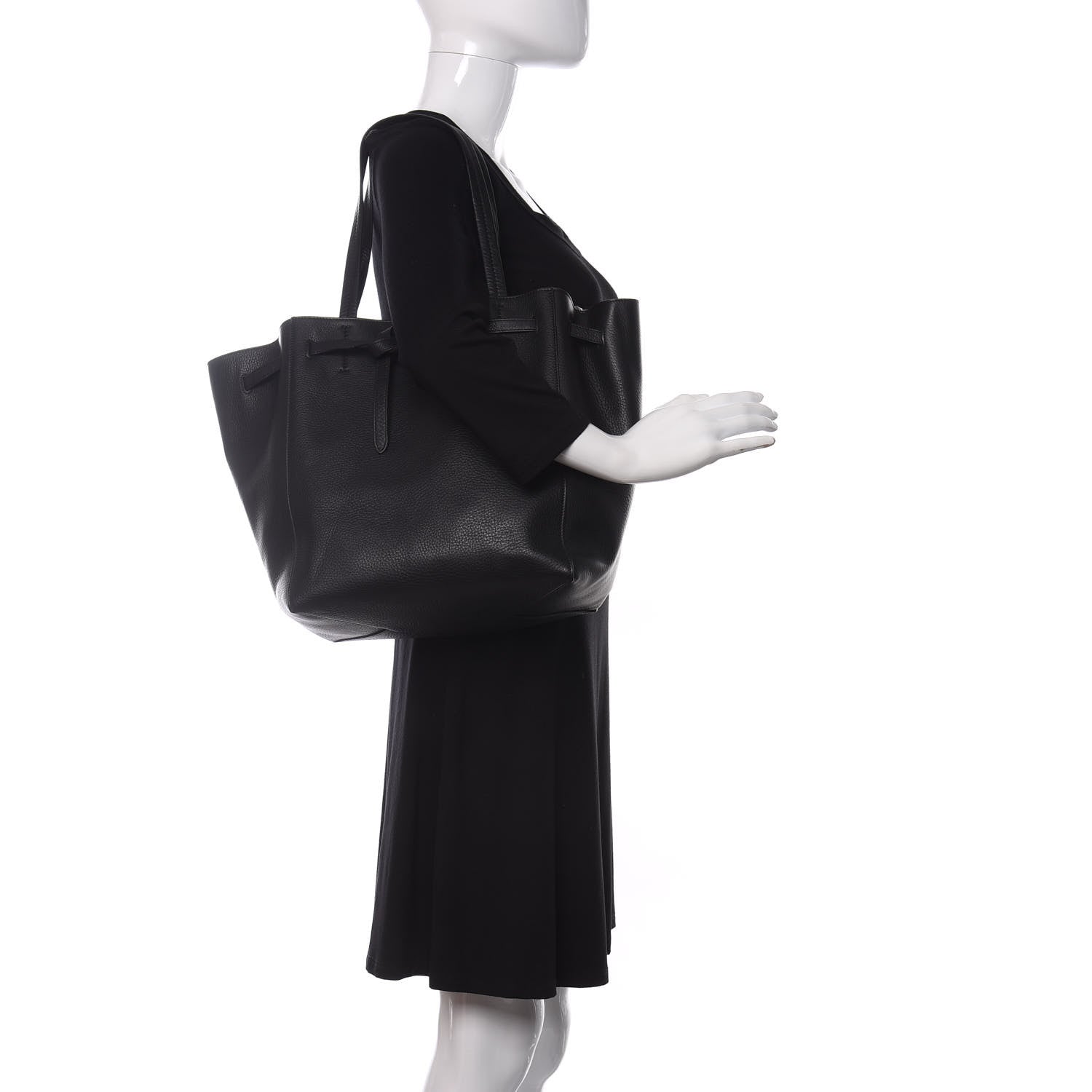 Celine Soft Grained Calfskin Small Belt Cabas Phantom Black 2 of 10