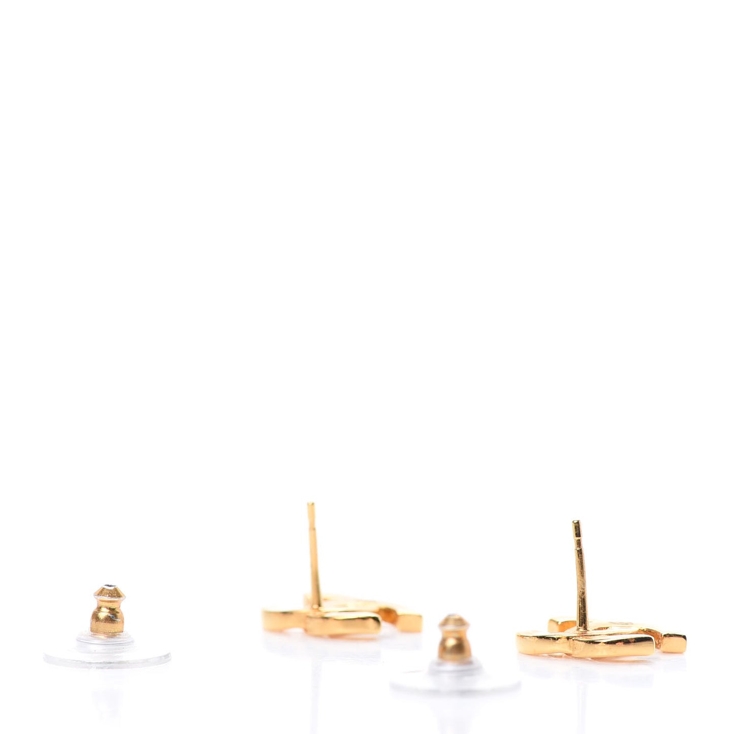 Metal CC Paris Button Stud Earrings Gold