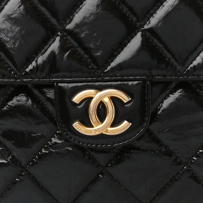 Chanel Shiny Crumpled Calfskin Quilted Large Wavy CC Hobo Black 8 of 11