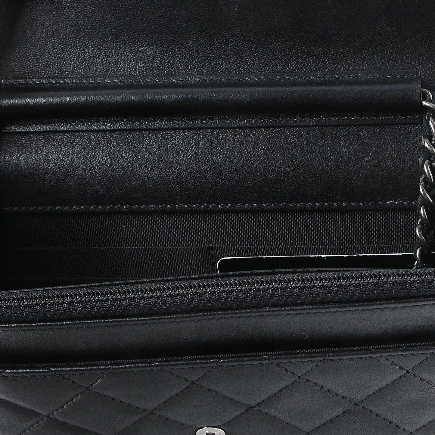 Lambskin Quilted Boy Wallet On Chain WOC Black