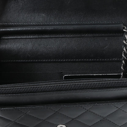 Chanel Lambskin Quilted Boy Wallet On Chain WOC Black 9 of 10