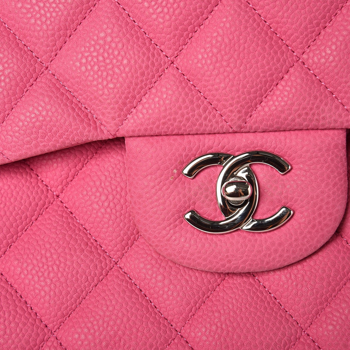 Iridescent Caviar Quilted Jumbo Double Flap Pink