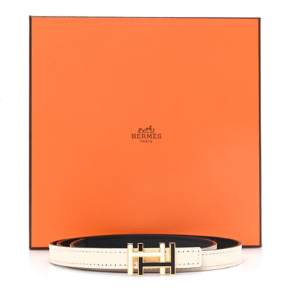 Hermes Swift Epsom Lacquered Metal 13mm Au Carre Double H Belt 85 34 Craie Black 5 of 5