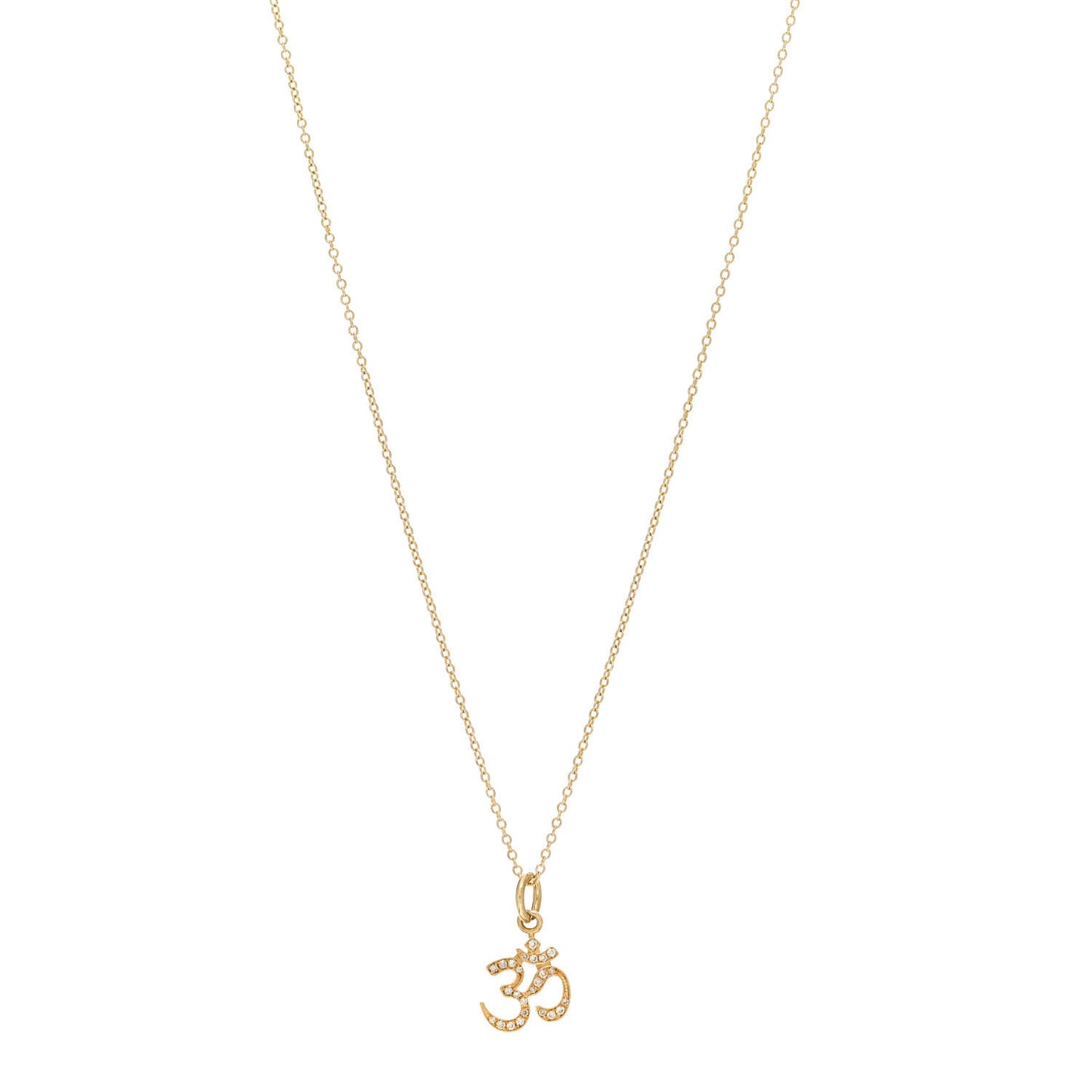 18K Yellow Gold Diamond Om Pendant Necklace