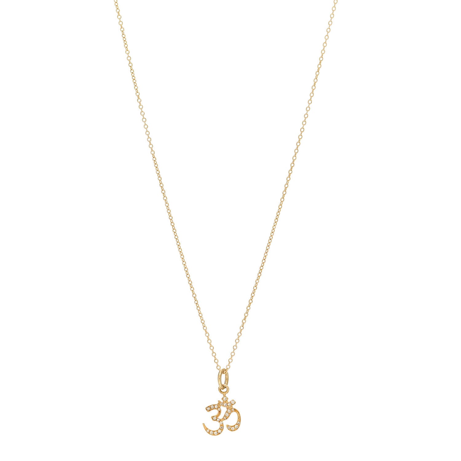 Jennifer Meyer 18K Yellow Gold Diamond Om Pendant Necklace 1 of 4