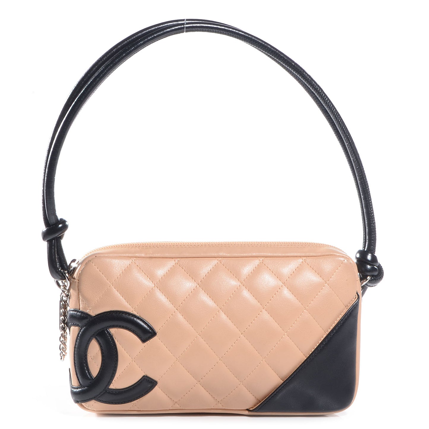 Calfskin Quilted Cambon Pochette Beige Black