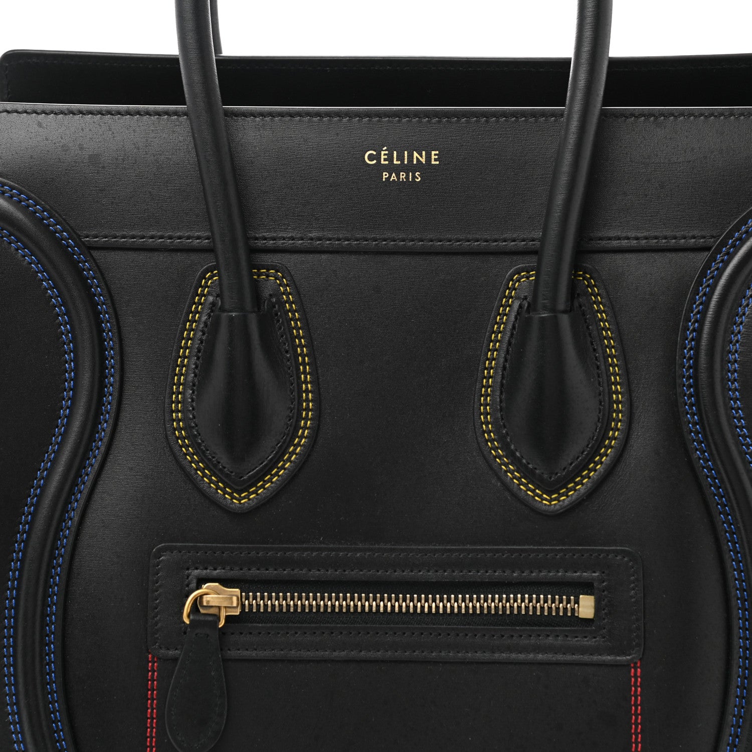 Celine Smooth Calfskin Multicolor Double Stitching Micro Luggage Black 8 of 10