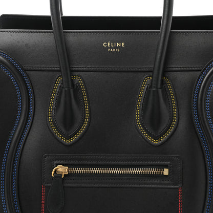 Celine Smooth Calfskin Multicolor Double Stitching Micro Luggage Black 8 of 10