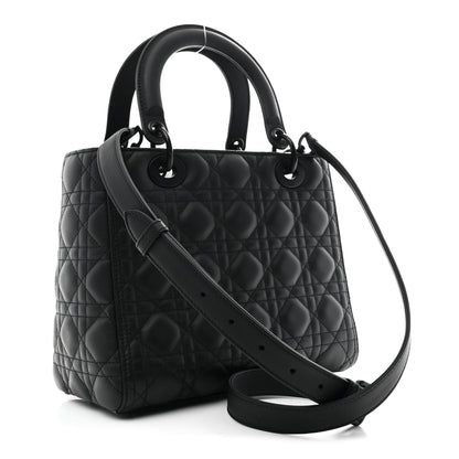 Christian Dior Ultra Matte Calfskin Cannage Medium Lady Dior Black 3 of 10