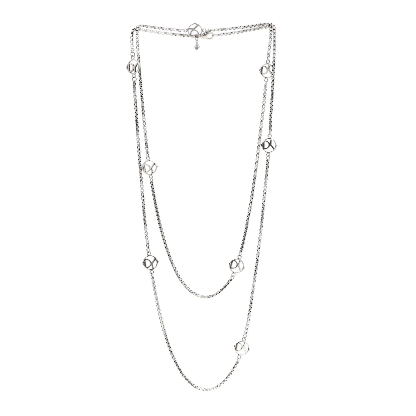 Sterling Silver Logo Station Necklace 46"
