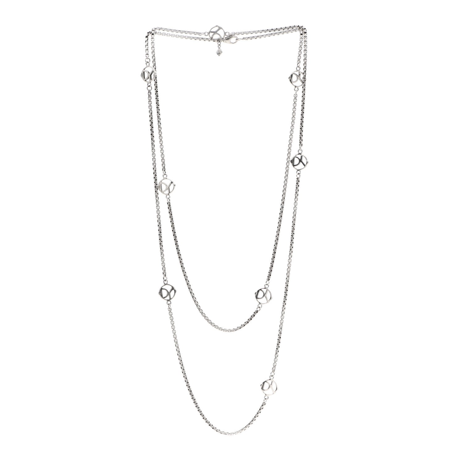 David Yurman Sterling Silver Logo Station Necklace 46" 3 of 4