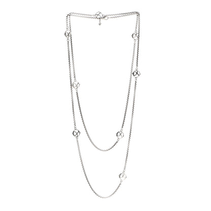 David Yurman Sterling Silver Logo Station Necklace 46" 3 of 4