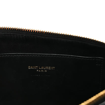 Saint Laurent Patent Calfskin Carre Quilted Cassandre Pouch On Chain Black 6 of 8