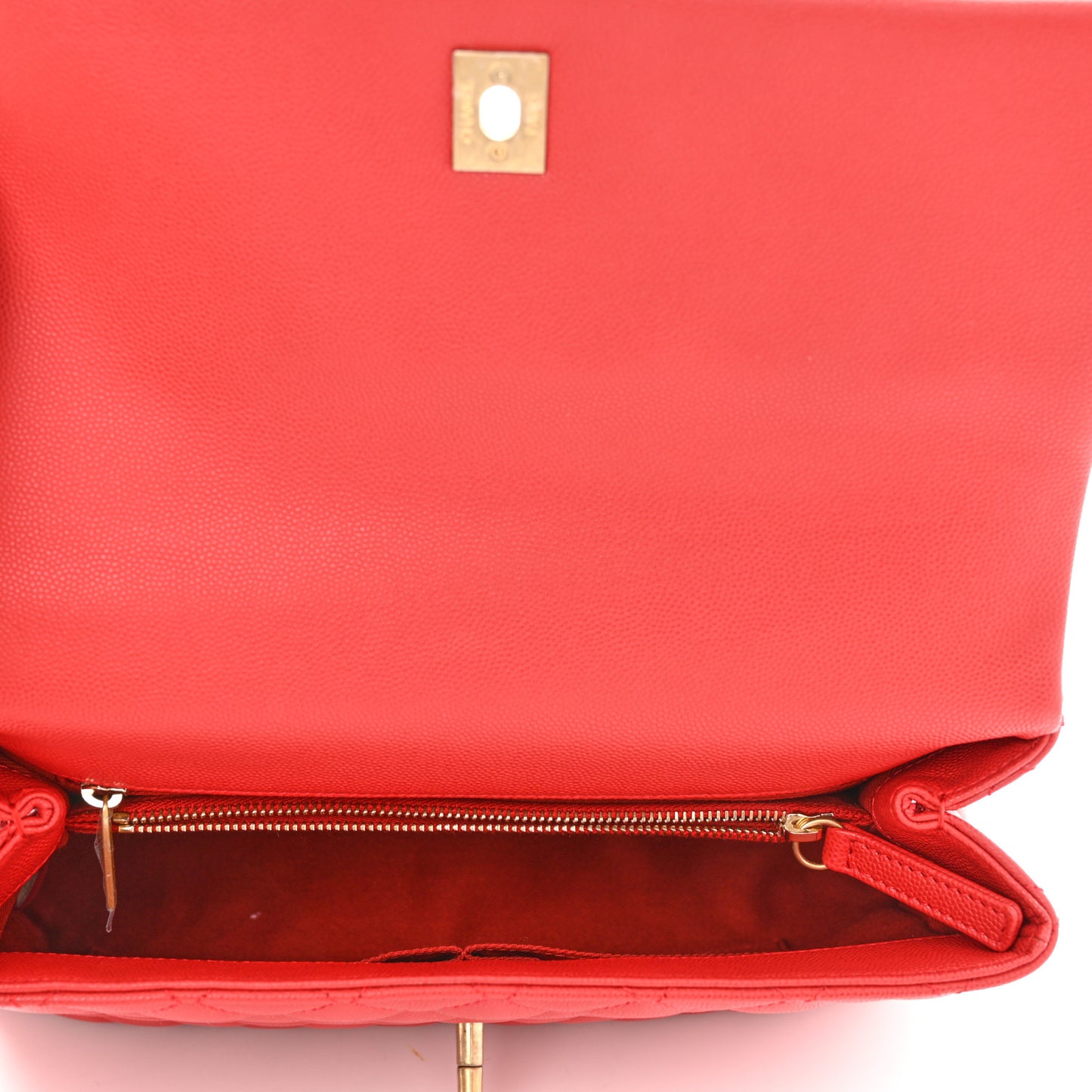 Caviar Quilted Small Coco Handle Flap Red