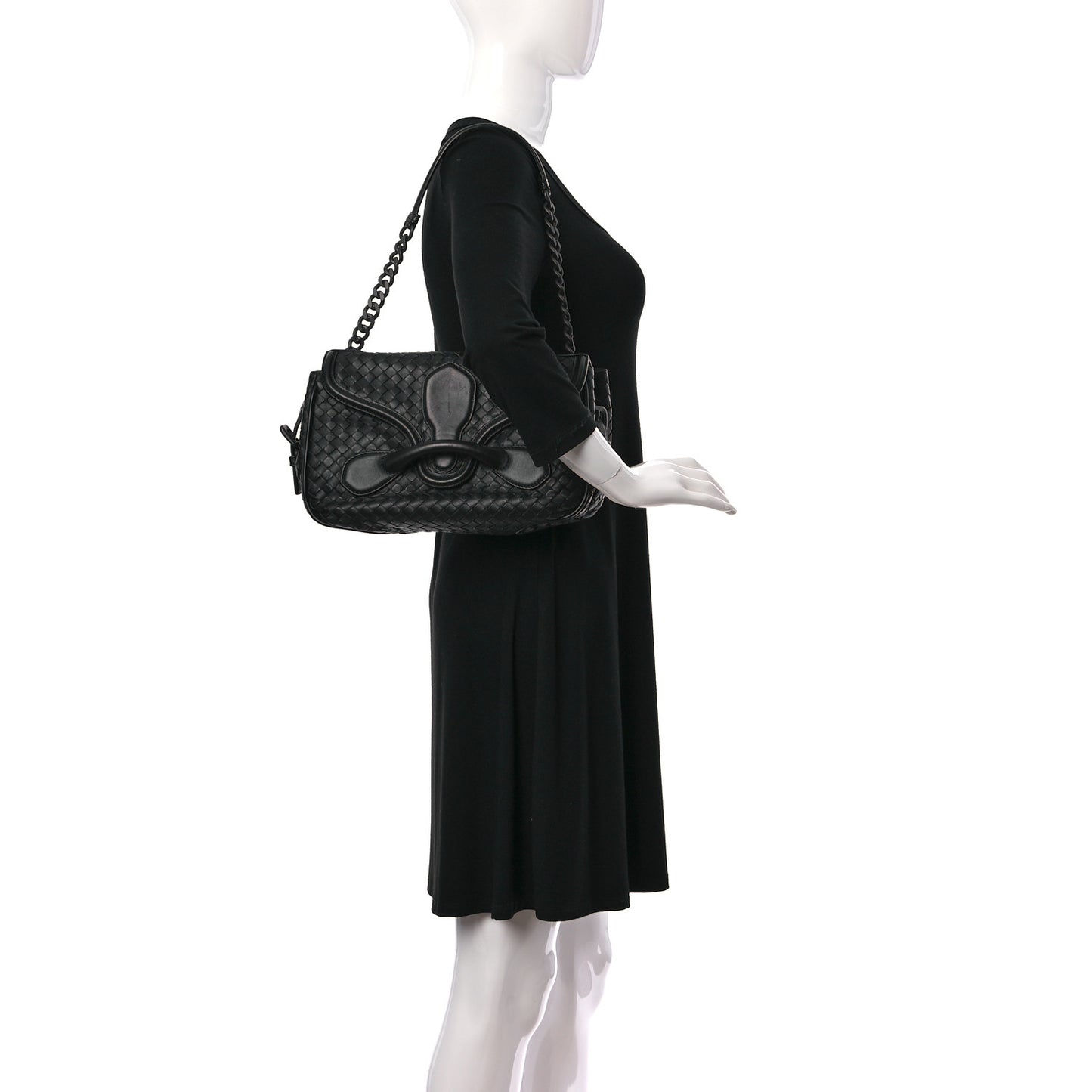 Nappa Intrecciato Rialto Shoulder Bag Black