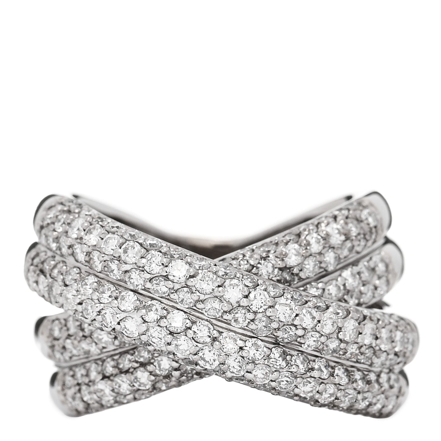 18K White Gold Diamond 1.75ctw Crossover Band Ring 58 8.25
