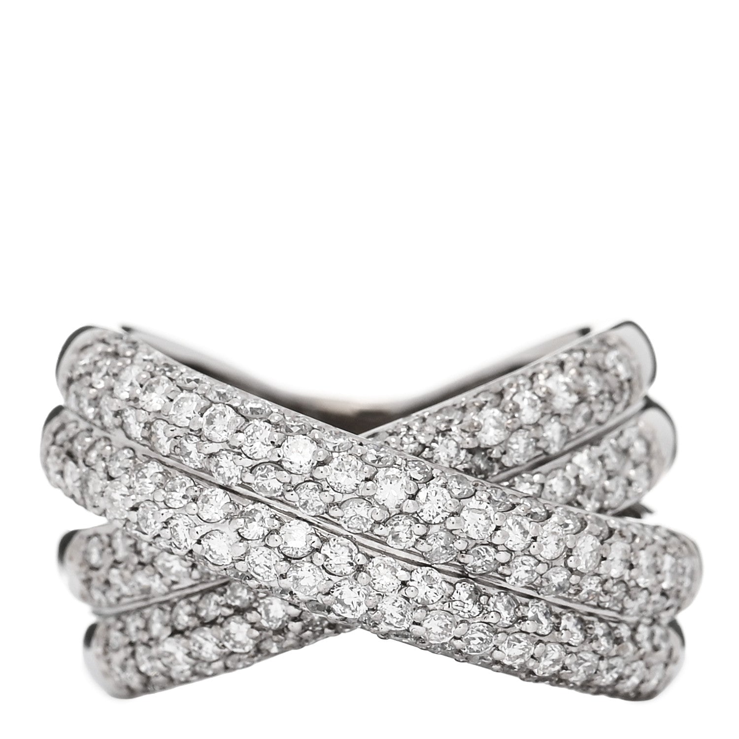 Parker & West by FASHIONPHILE 18K White Gold Diamond 1.75ctw Crossover Band Ring 58 8.25 1 of 11