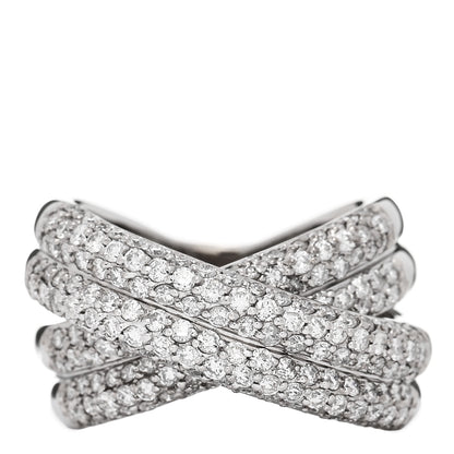Parker & West by FASHIONPHILE 18K White Gold Diamond 1.75ctw Crossover Band Ring 58 8.25 1 of 11