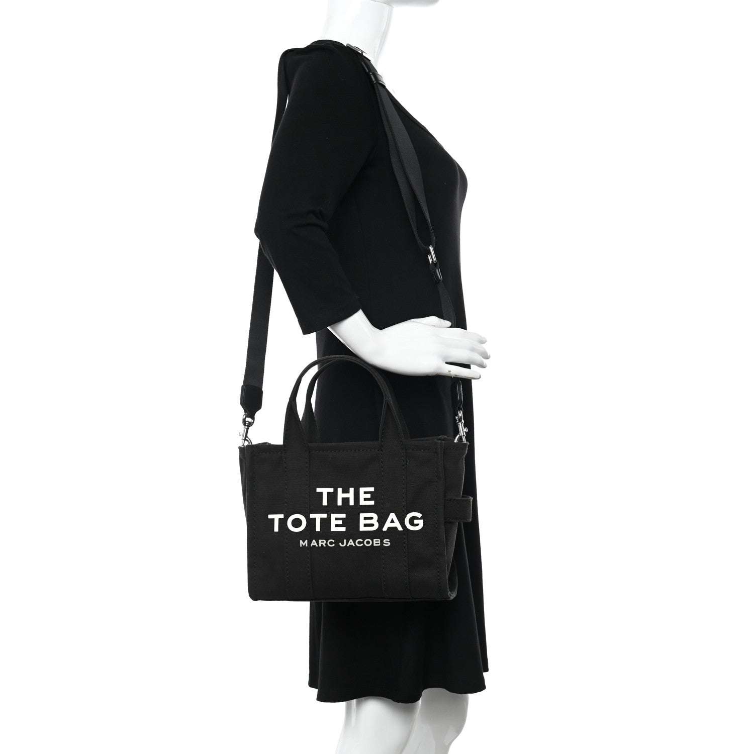 Marc Jacobs Cotton Canvas Small The Traveler Tote Bag Black 2 of 11
