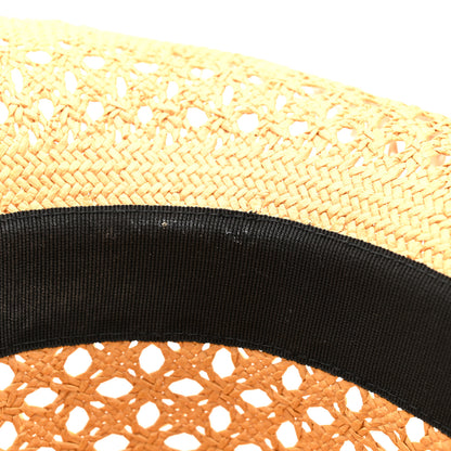 Christian Dior Straw Embroidered Bob Naughtily Large Brim Hat 57 Natural Black 11 of 12