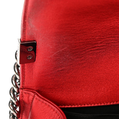 Chanel Metallic Patent Calfskin Quilted Medium Boy Flap Red 16 of 20
