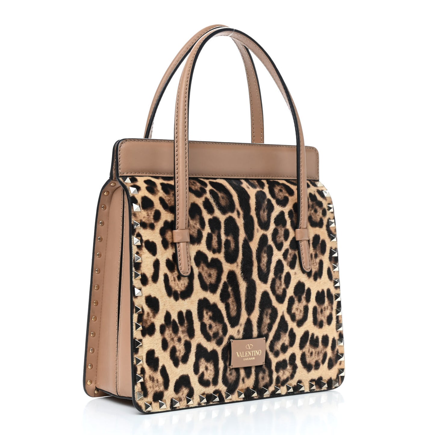 Pony Hair Rockstud Frame Bag Leopard