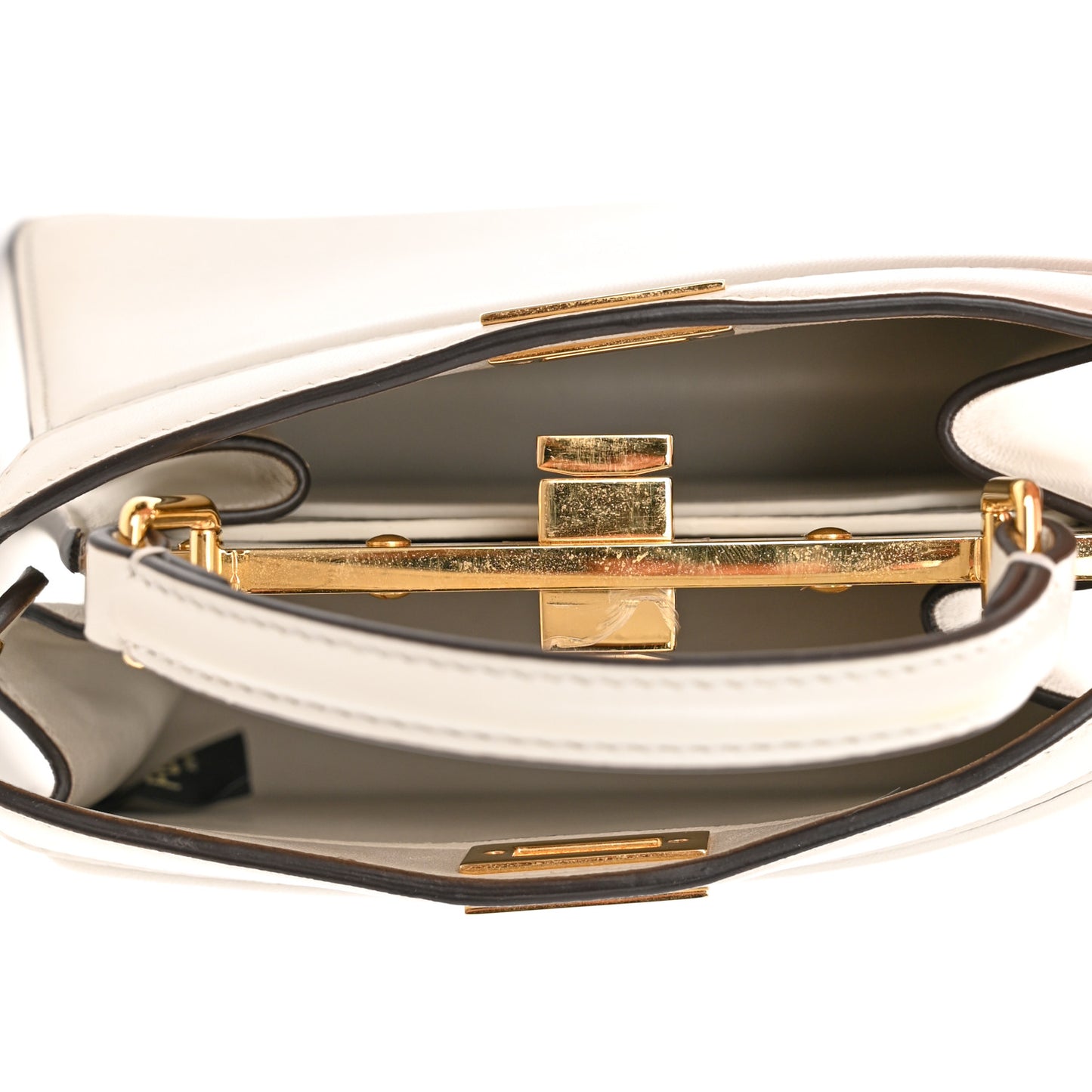 Shiny Nappa Petite Peekaboo I SEE U Satchel White