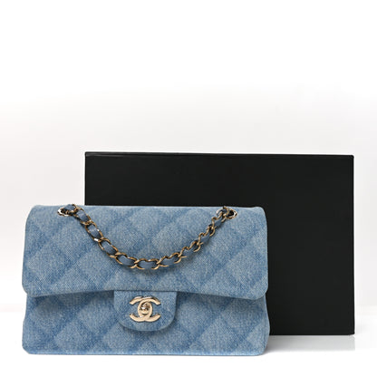 Chanel Printed Denim Quilted Small Double Flap Light Blue 11 of 11