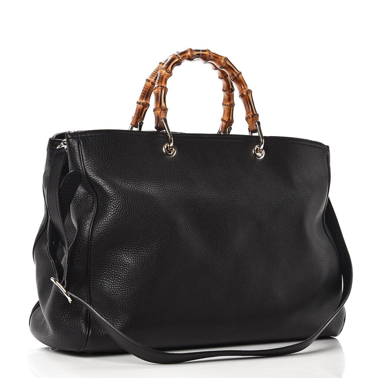 Calfskin Large Bamboo Shopper Tote Black