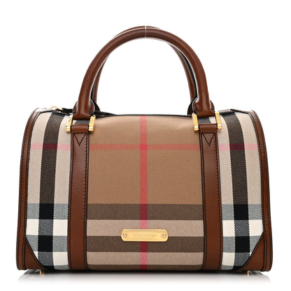 Burberry House Check Bridle Calfskin Small Bowling Bag Dark Tan 1 of 11