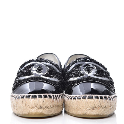 Chanel Patent Sequin CC Espadrilles 35 Black 3 of 10