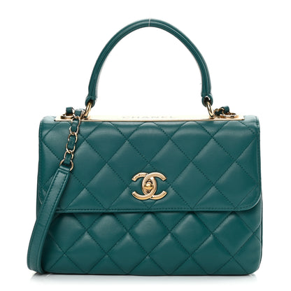 Chanel Lambskin Quilted Small Trendy CC Flap Dual Handle Bag Green 1 of 14