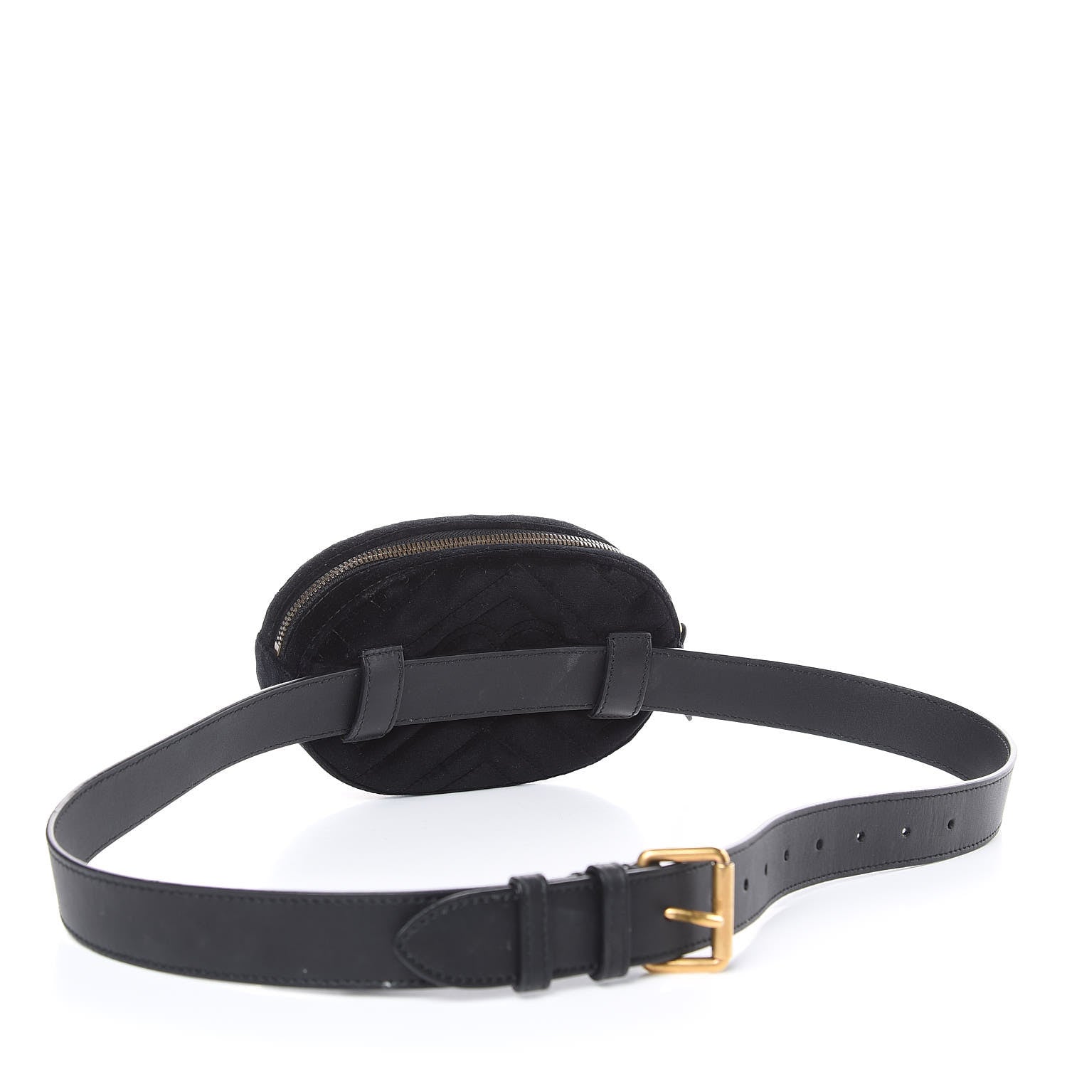 Gucci Velvet Matelasse GG Marmont Belt Bag 95 38 Black 3 of 10