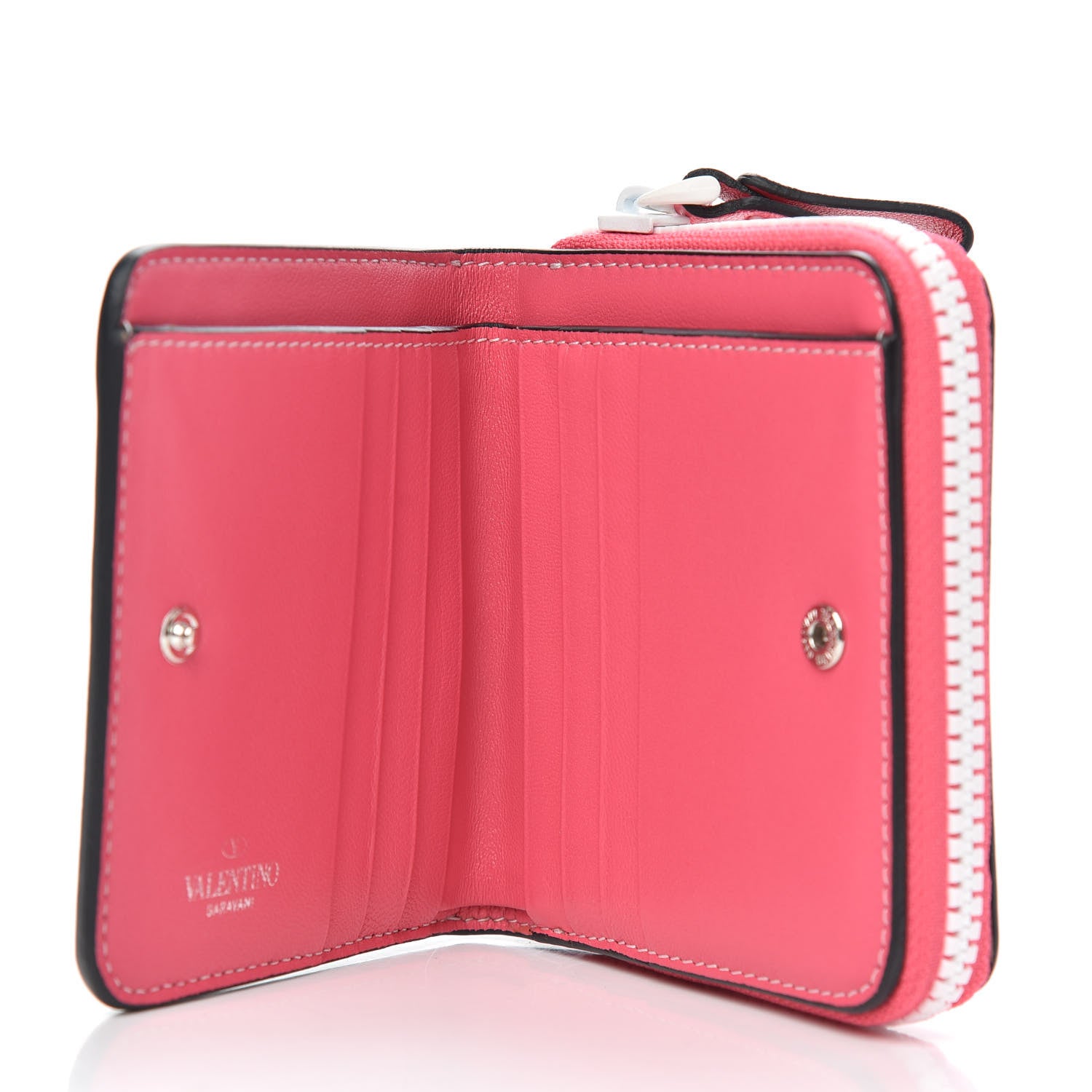 Valentino Garavani Lambskin Free Rockstud Spike Compact Zip Around Wallet Shadow Pink 5 of 8