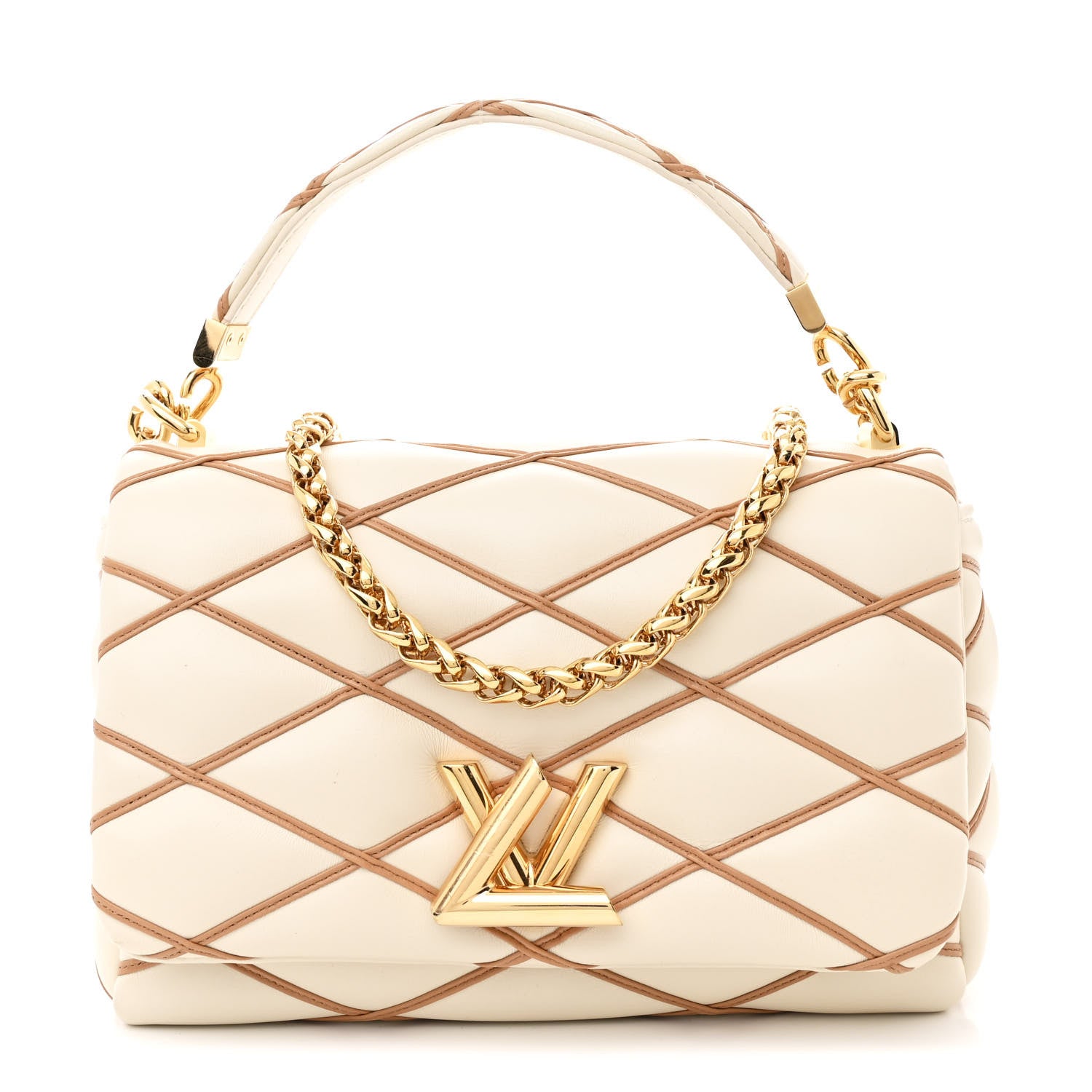 Louis Vuitton Lambskin Malletage GO-14 MM Creme Noisette 1 of 11